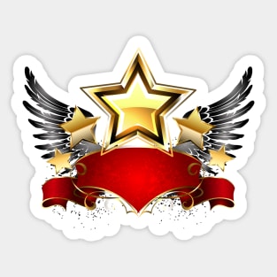 Stars with Red Ribbon Sticker